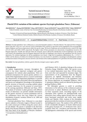 Plastid DNA Variation of the Endemic Species Oxytropis Glandulosa Turcz