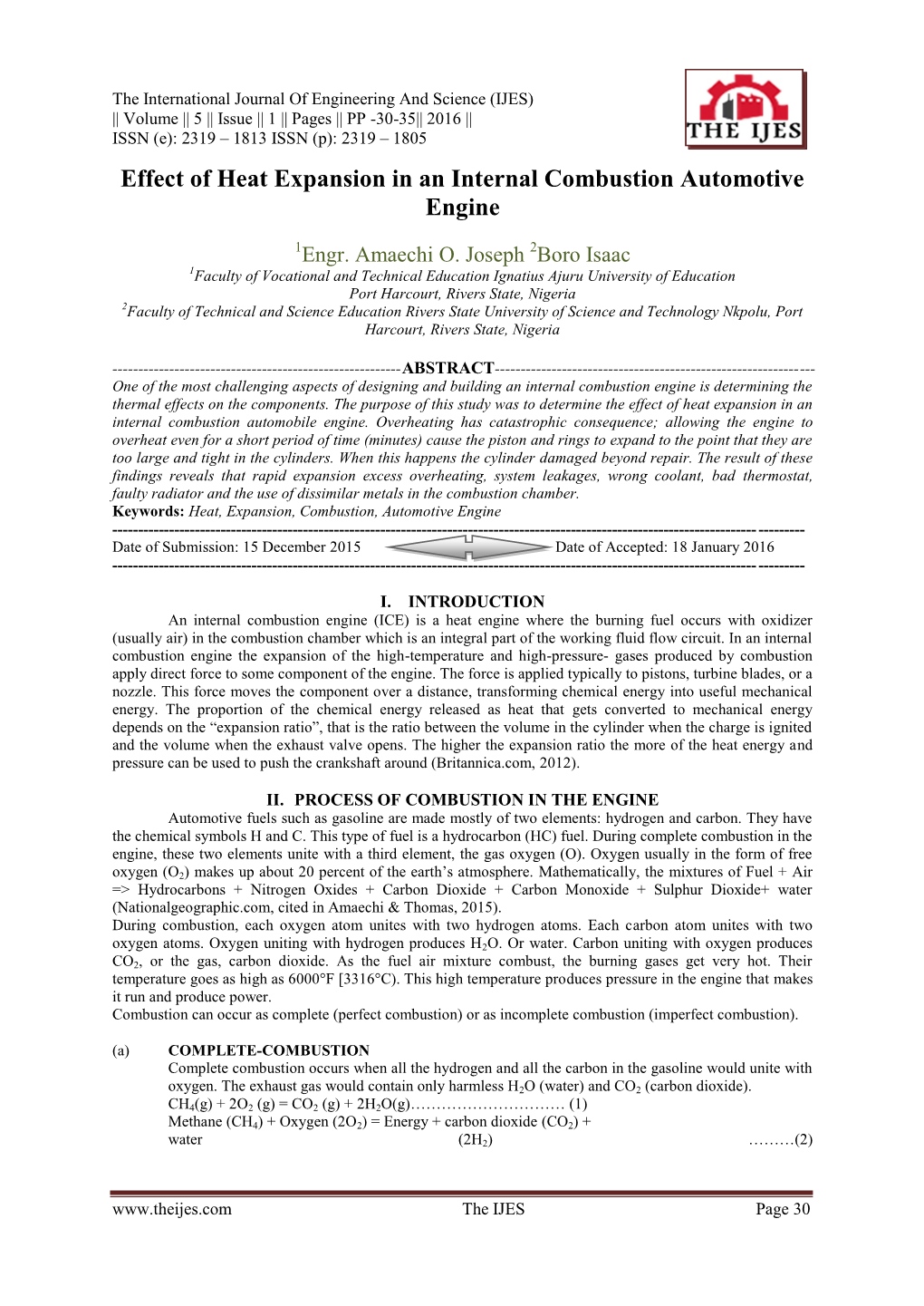 Effect of Heat Expansion in an Internal Combustion Automotive Engine