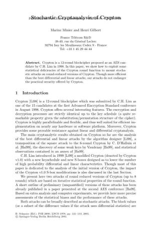 Stochastic Cryptanalysis of Crypton 123