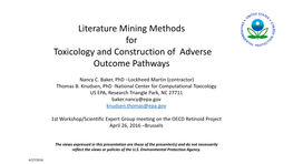 Literature Mining Methods for Toxicology and Construction of Adverse Outcome Pathways