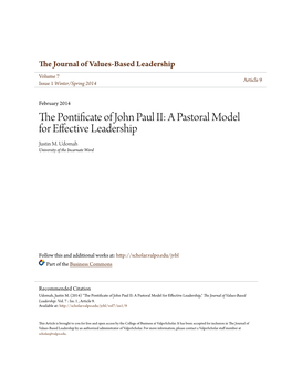The Pontificate of John Paul II: a Pastoral Model for Effective Leadership