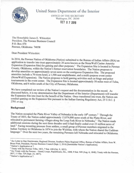 Pawnee Nation Stonewolf Signed Decision Letter 10-07-2019