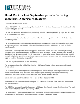 Hard Rock to Host September Parade Featuring Some Miss America Contestants