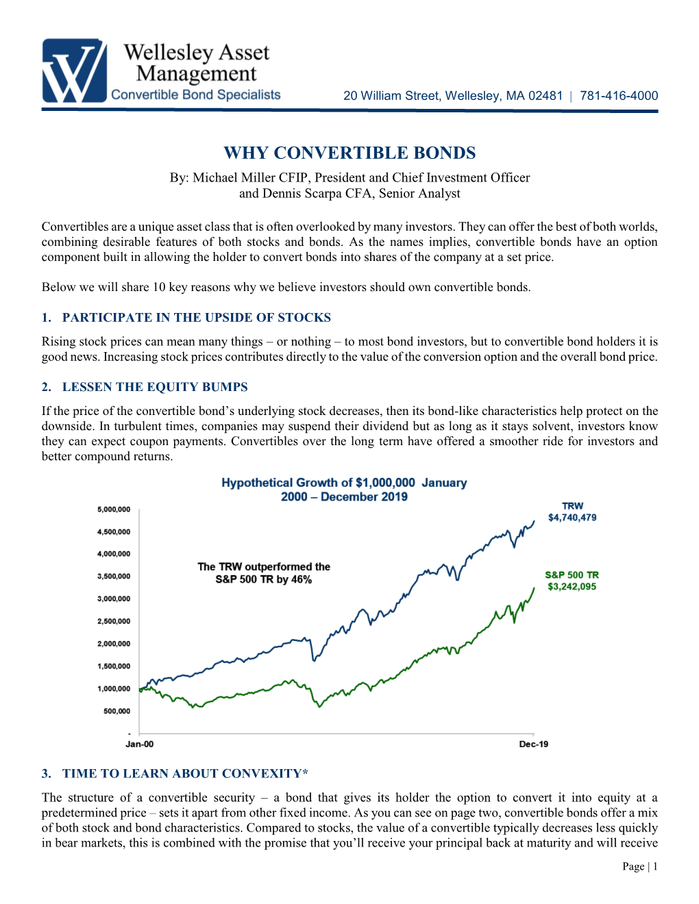 WHY CONVERTIBLE BONDS By: Michael Miller CFIP, President and Chief Investment Officer and Dennis Scarpa CFA, Senior Analyst