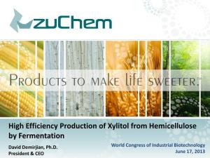 High Efficiency Production of Xylitol from Hemicellulose by Fermentation