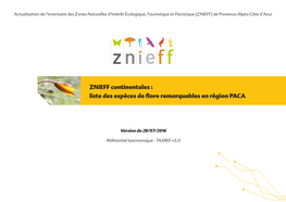 ZNIEFF Continentales : Liste Des Espèces De Flore Remarquables En Région PACA