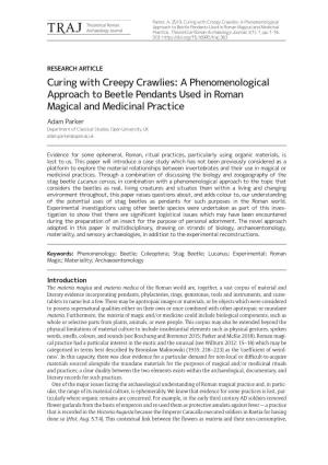Curing with Creepy Crawlies: a Phenomenological Approach to Beetle Pendants Used in Roman Magical and Medicinal Practice