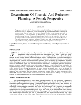 Determinents of Financial and Retirement Planning: A