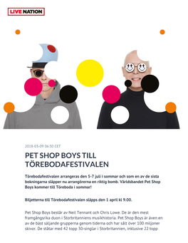 Pet Shop Boys Till Törebodafestivalen