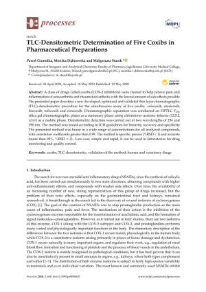 TLC-Densitometric Determination of Five Coxibs in Pharmaceutical Preparations