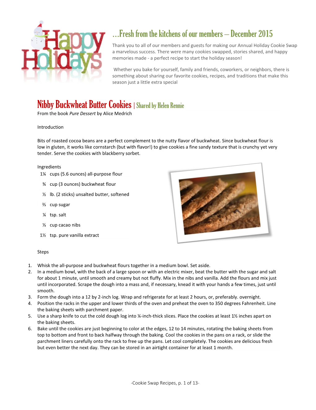 Cookie Swap Recipes, P