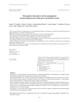 Therapeutic Alternatives in the Management of Osteoradionecrosis of the Jaws