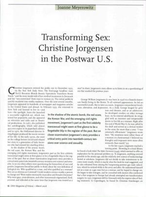 Transforming Sex: Christine Jorgensen in the Postwar U.S