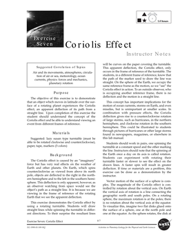Coriolis Effect Instructor Notes