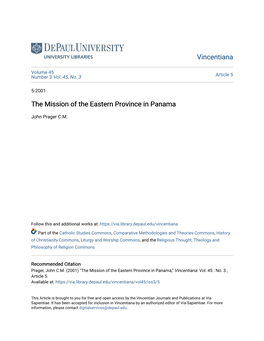 The Mission of the Eastern Province in Panama