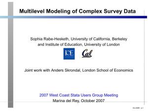 Multilevel Modeling of Complex Survey Data