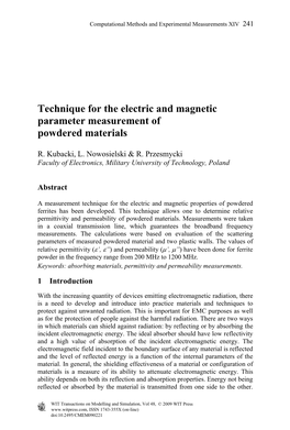 Technique for the Electric and Magnetic Parameter Measurement of Powdered Materials