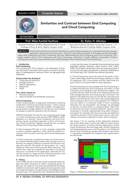 Similarities and Contrast Between Grid Computing and Cloud Computing