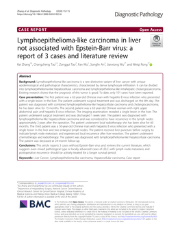 Lymphoepithelioma-Like Carcinoma in Liver Not Associated with Epstein-Barr Virus: a Report of 3 Cases and Literature Review