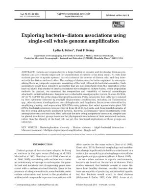 Exploring Bacteria Diatom Associations Using Single-Cell