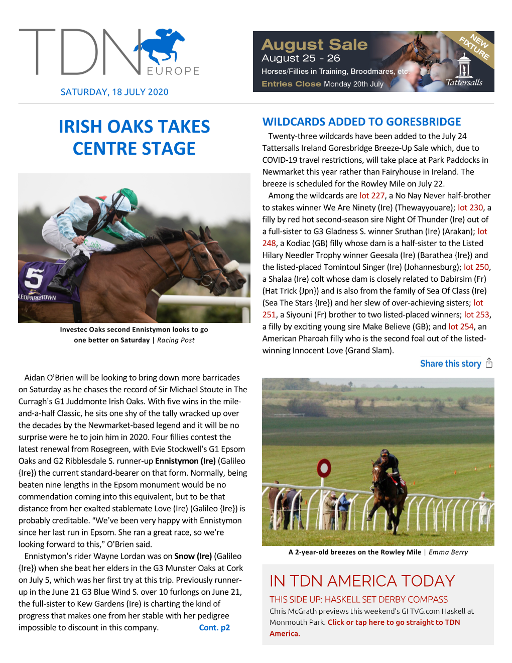 Irish Oaks Takes Centre Stage Cont