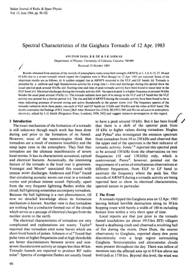 Spectral Characteristics of the Gaighata Tornado of 12Apr. 1983