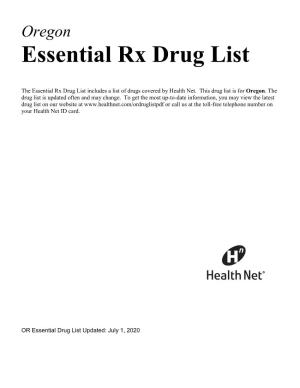 OR Essential Drug List Updated: July 1, 2020