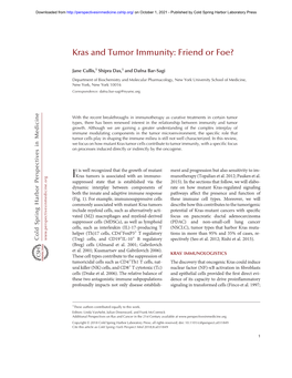Kras and Tumor Immunity: Friend Or Foe?
