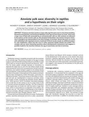 Amniote Yolk Sacs: Diversity in Reptiles and a Hypothesis on Their Origin RICHARD P