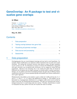 Geneoverlap: an R Package to Test and Vi- Sualize Gene Overlaps