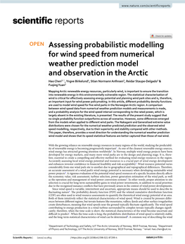 Assessing Probabilistic Modelling for Wind Speed from Numerical Weather Prediction Model and Observation in the Arctic