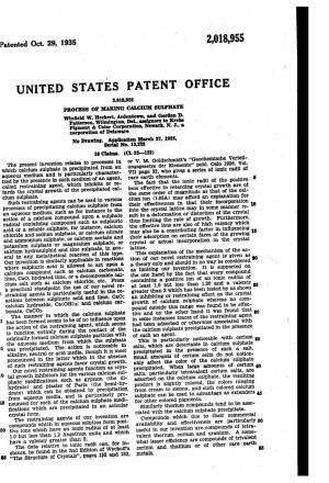 UNITED STATES PATENT OFFICE 2,018,955 PROCESS of MAKING CALCUM Sureate Winfieldpatterson, W