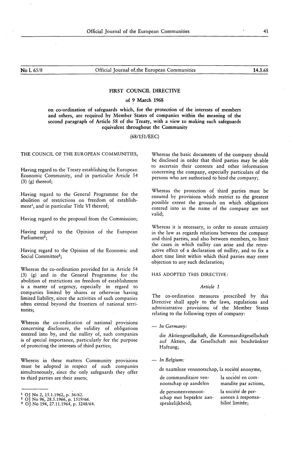 And Others, Are Required by Member States of Companies Within the Meaning of the Second Paragraph of Article 58 of the Treaty, W