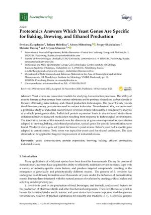 Proteomics Answers Which Yeast Genes Are Specific for Baking