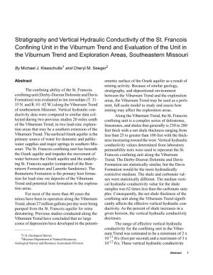 Stratigraphy and Vertical Hydraulic Conductivity of the St. Francois Confining Unit in the Viburnum Trend and Evaluation Of