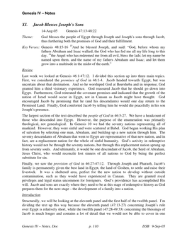 Notes. Doc P. 110 DSB 9-Sep-05 Genesis IV – Notes Lesson