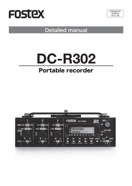 DC-R302 Portable Recorder Table of Contents