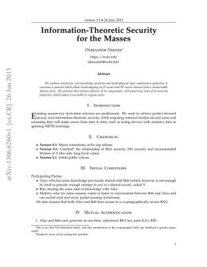 Information-Theoretic Security for the Masses