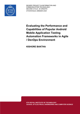 Evaluating the Performance and Capabilities of Popular Android Mobile Application Testing Automation Frameworks in Agile / Devops Environment