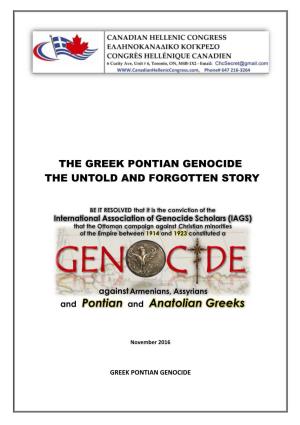The Greek Pontian Genocide the Untold and Forgotten Story