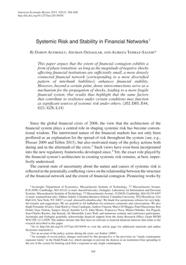 Systemic Risk and Stability in Financial Networks †