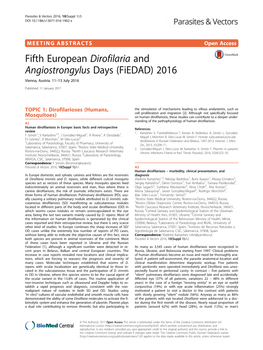 Fifth European Dirofilaria and Angiostrongylus Days (Fiedad) 2016 Vienna, Austria