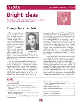 Bright Ideas a Publication of the Intellectual Property Law Section of the New York State Bar Association