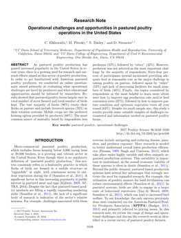 Operational Challenges and Opportunities in Pastured Poultry Operations in the United States