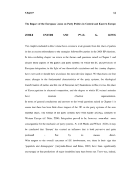 Chapter 12 the Impact of the European Union on Party Politics In