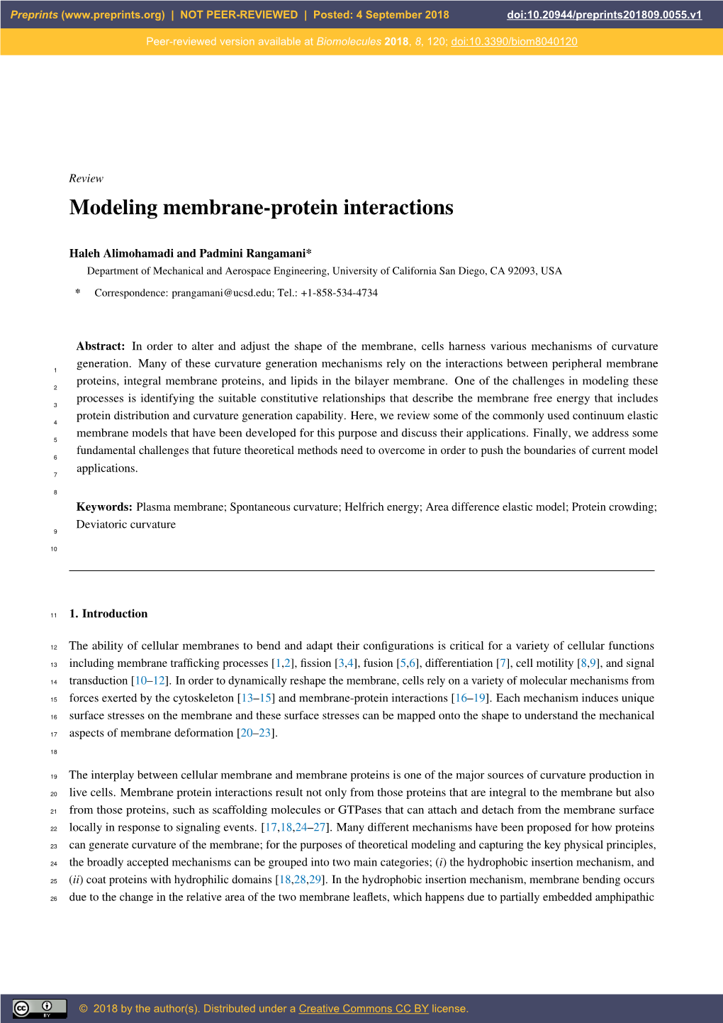 Modeling Membrane-Protein Interactions