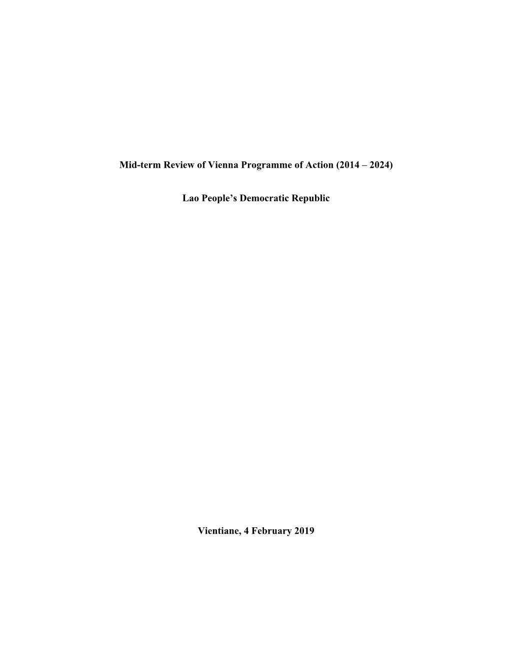 Lao People's Democratic Republic Vientiane, 4 February 2019
