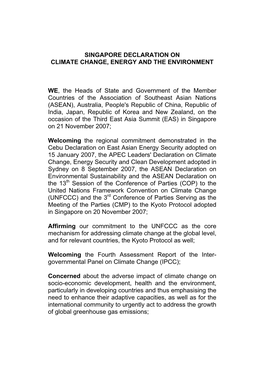 Singapore Declaration on Climate Change, Energy and the Environment