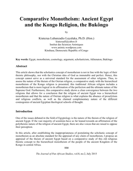 Ancient Egypt and the Kongo Religion, the Bukôngo