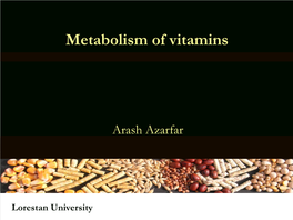Metabolism of Vitamins
